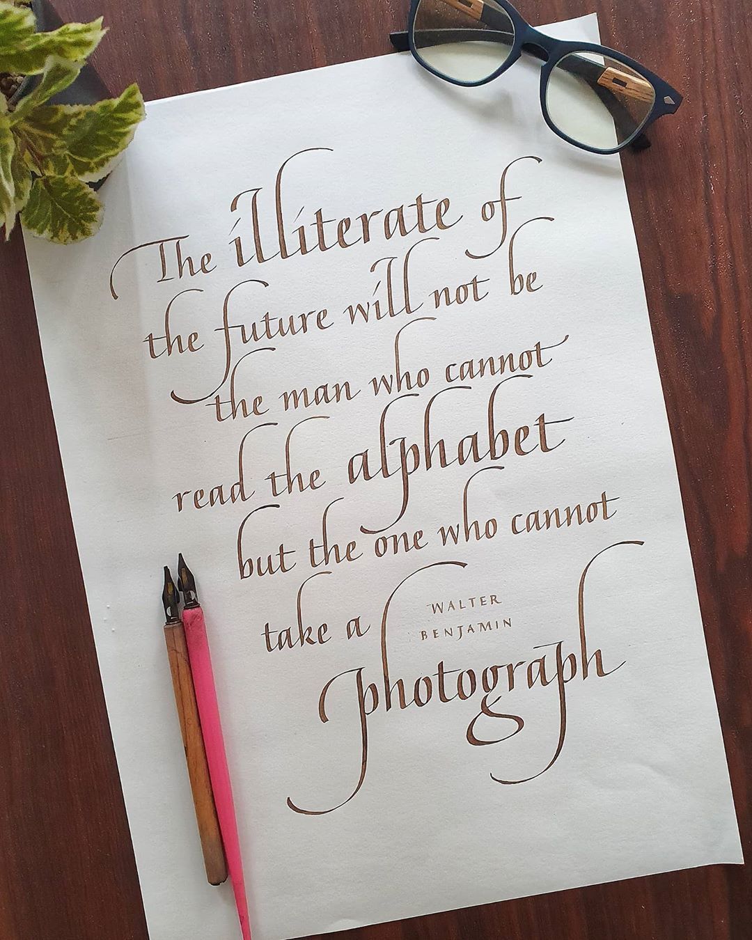 Calligraphy of Walter Benjamin Quote