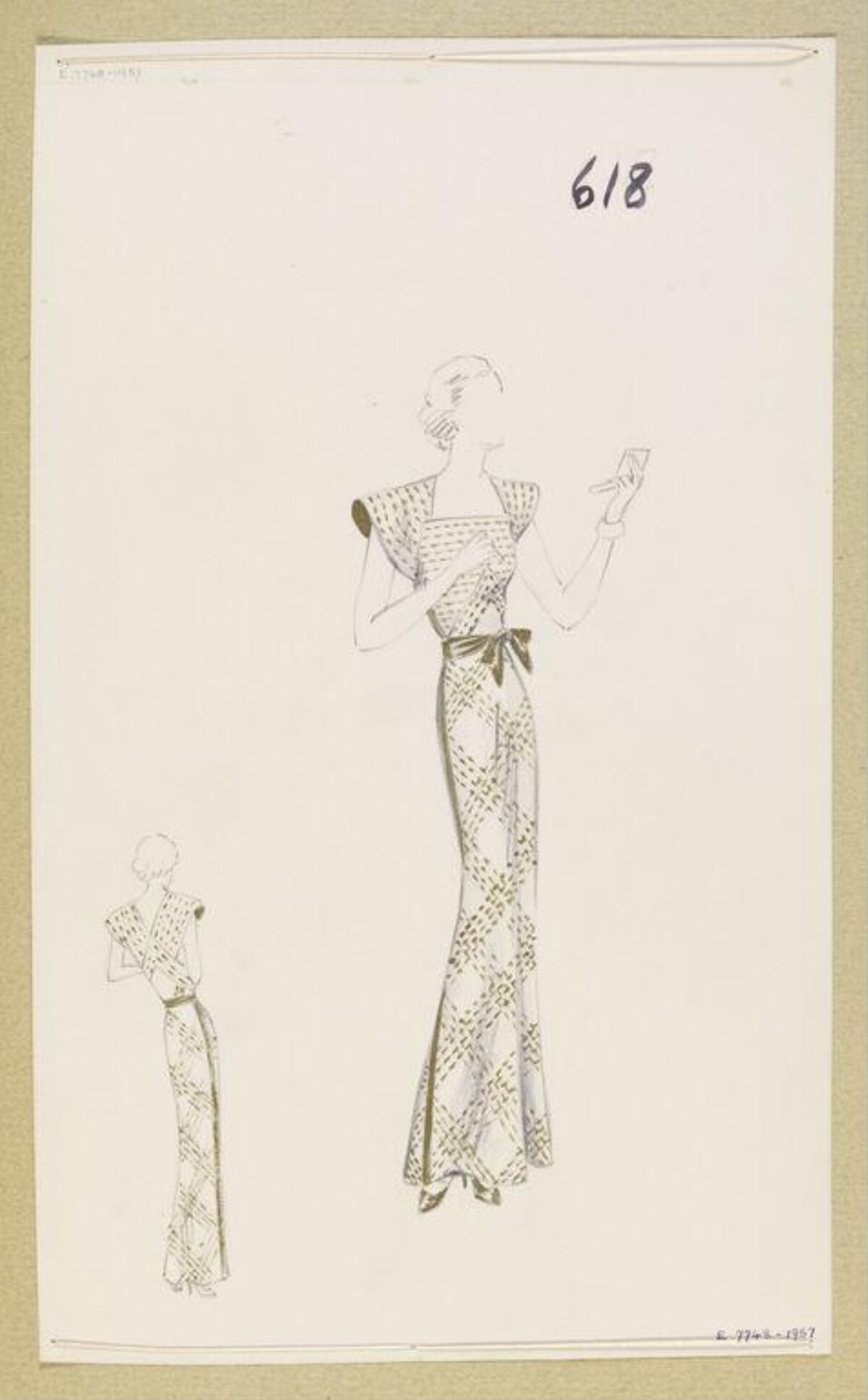 Vintage Evening Gown Fashion Sketch