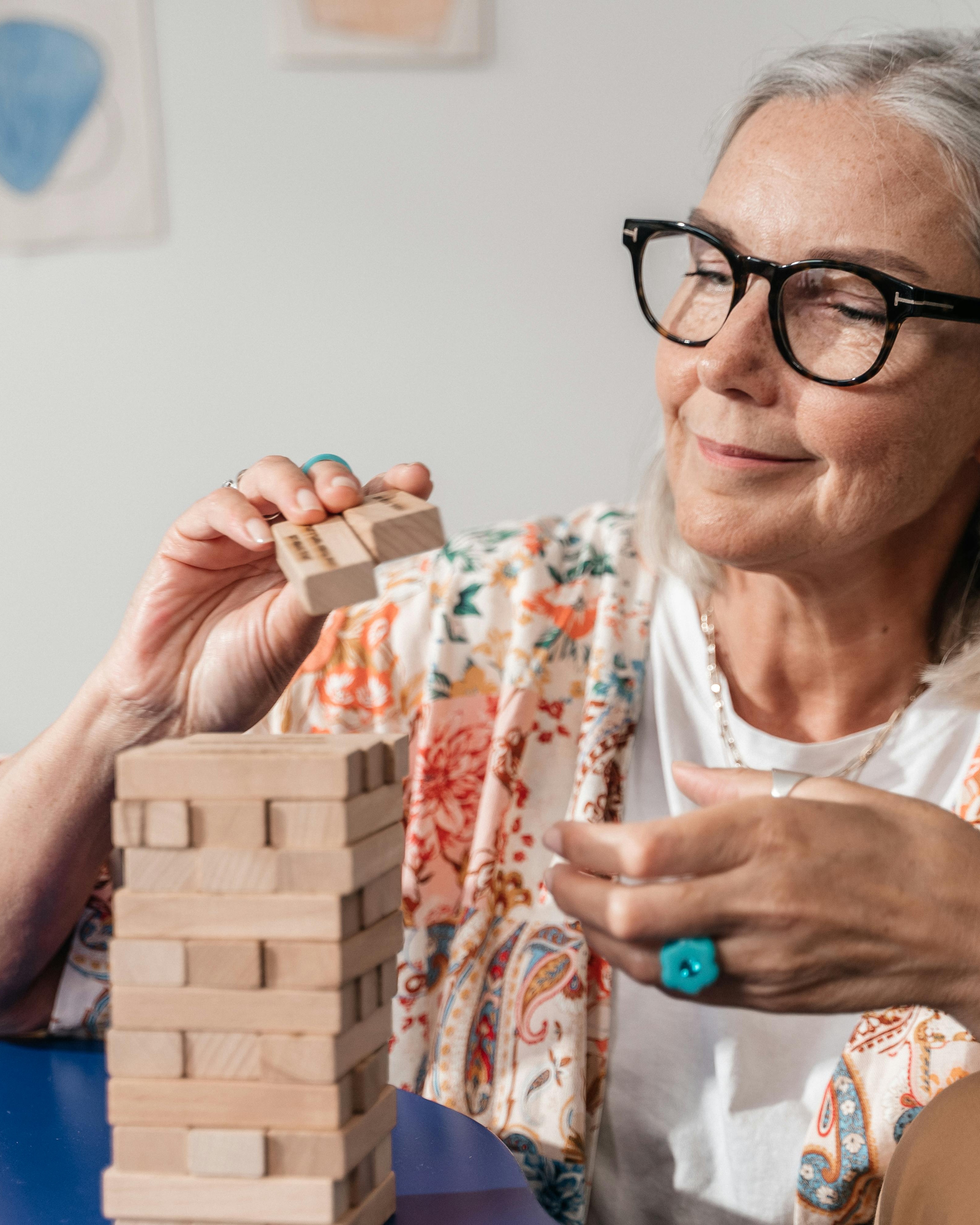 Woman Playing Jenga