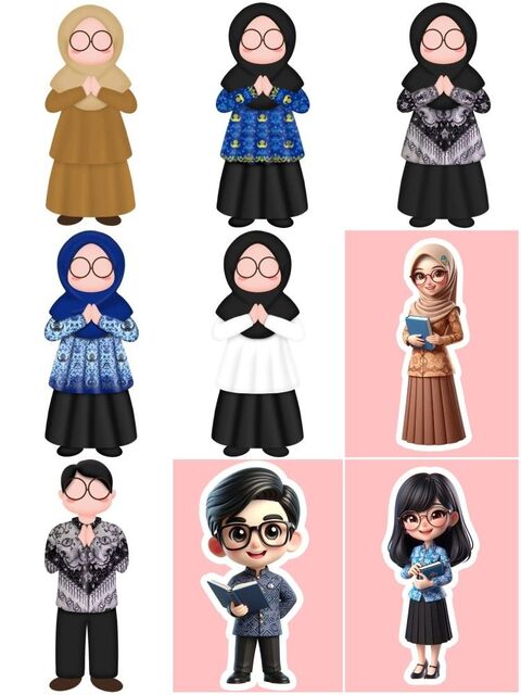 Cute Muslim Teacher Chibi Avatar Collection