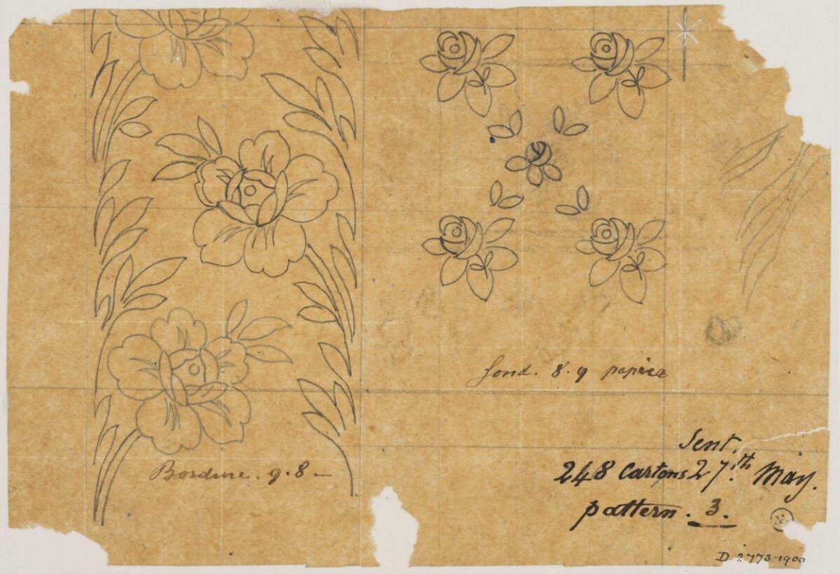 Hand Drawn Floral Textile Pattern Sketch