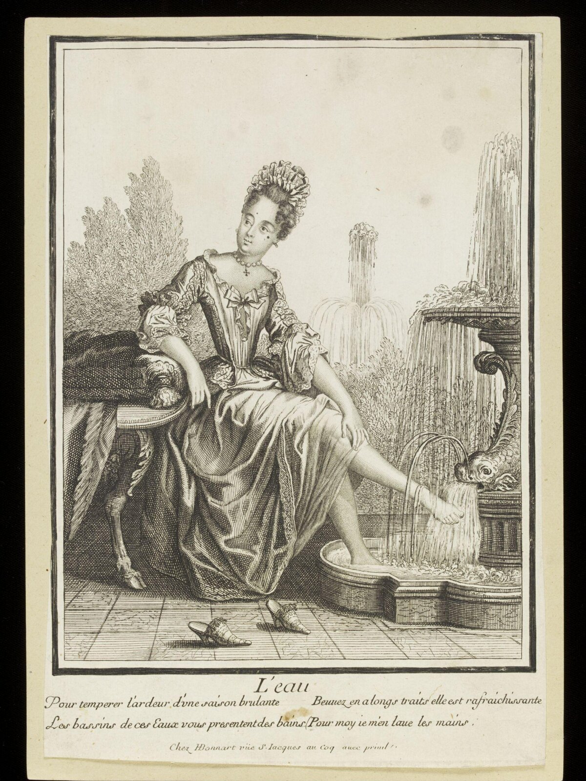 L'eau: Woman Cooling Feet at Fountain