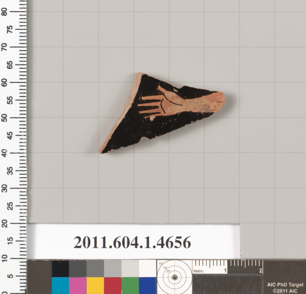 Ancient Pottery Fragment with Hand Design