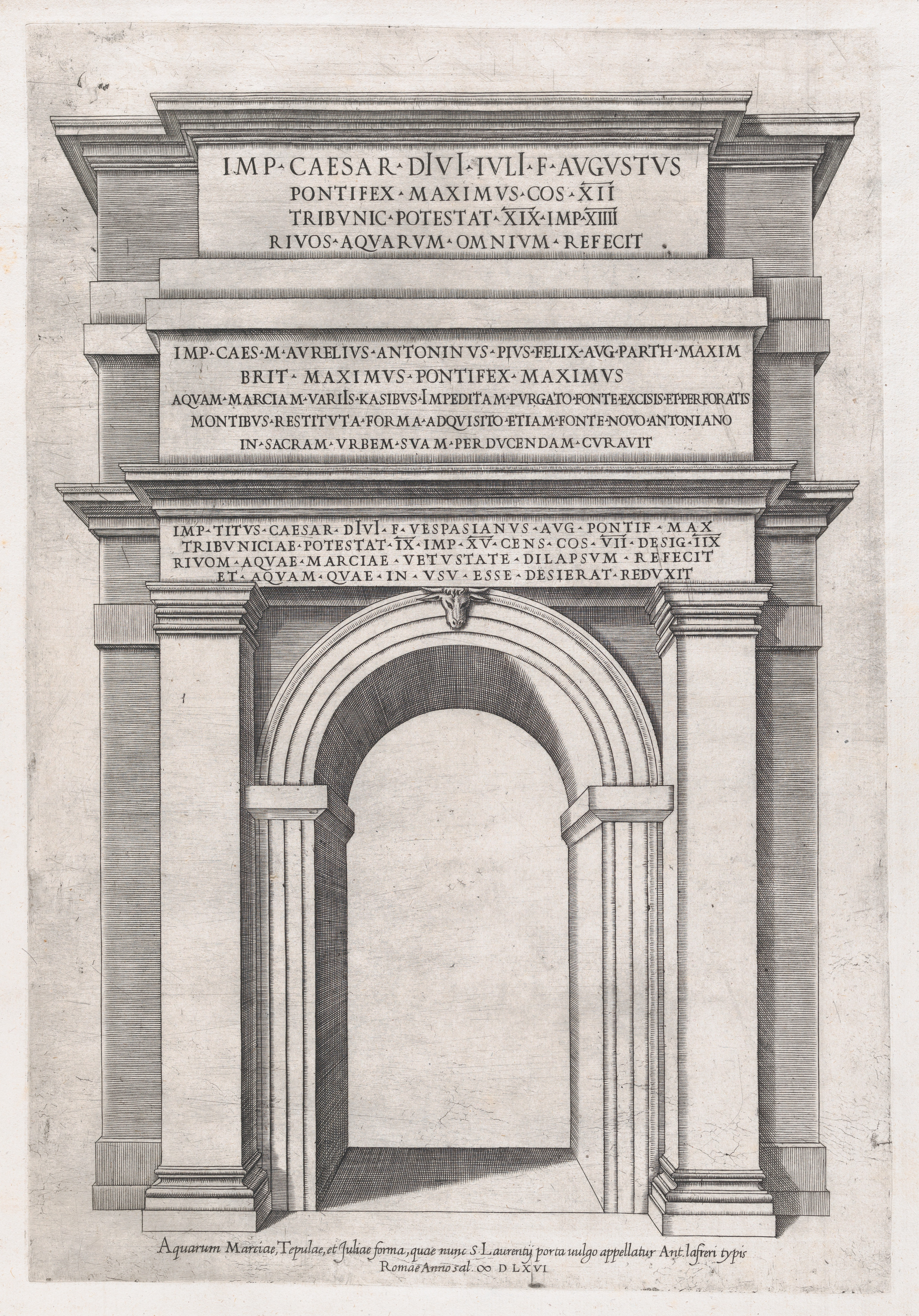 Engraving of Ancient Roman Aqua Marcia Gate