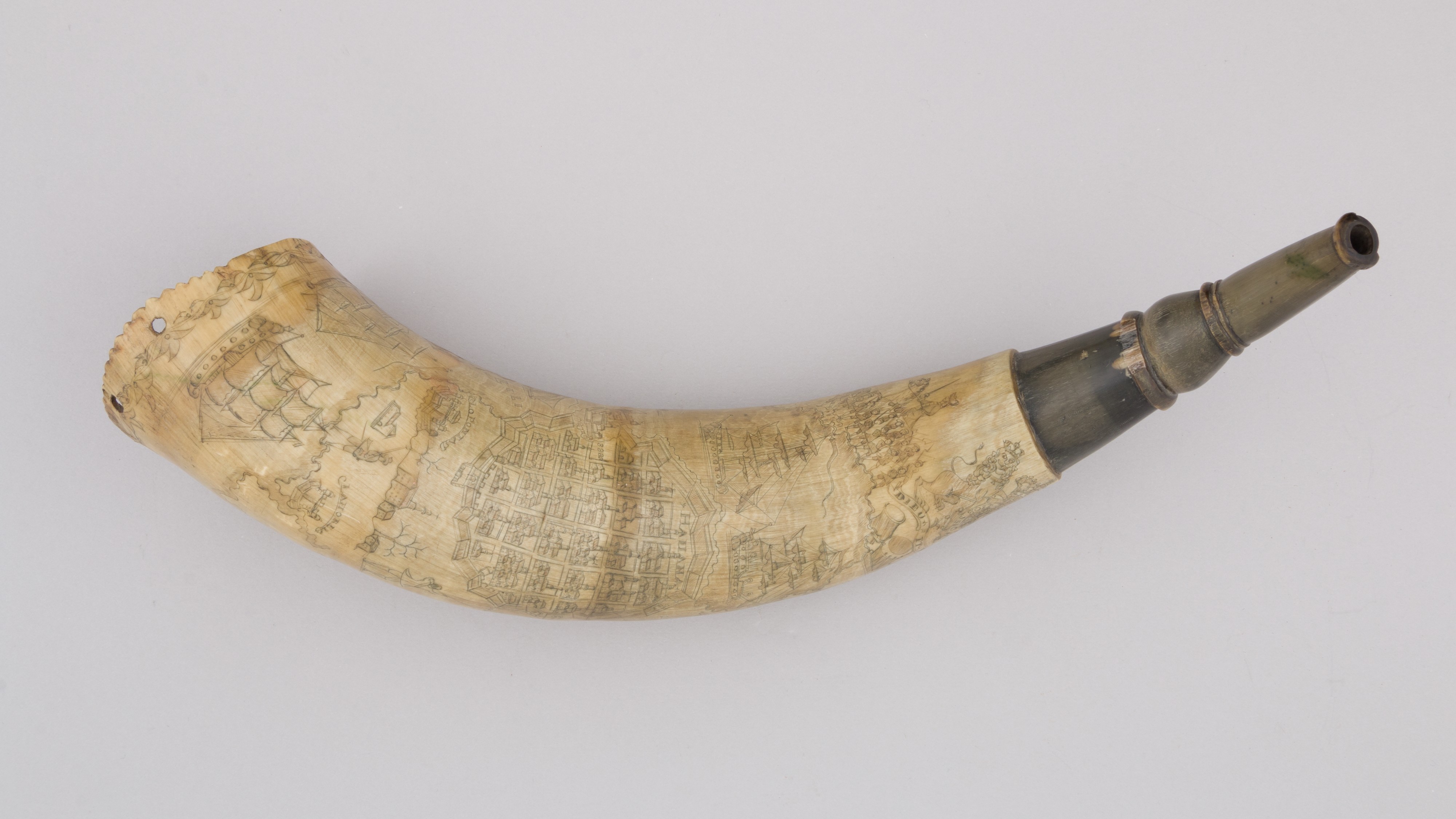Engraved Antique Powder Horn