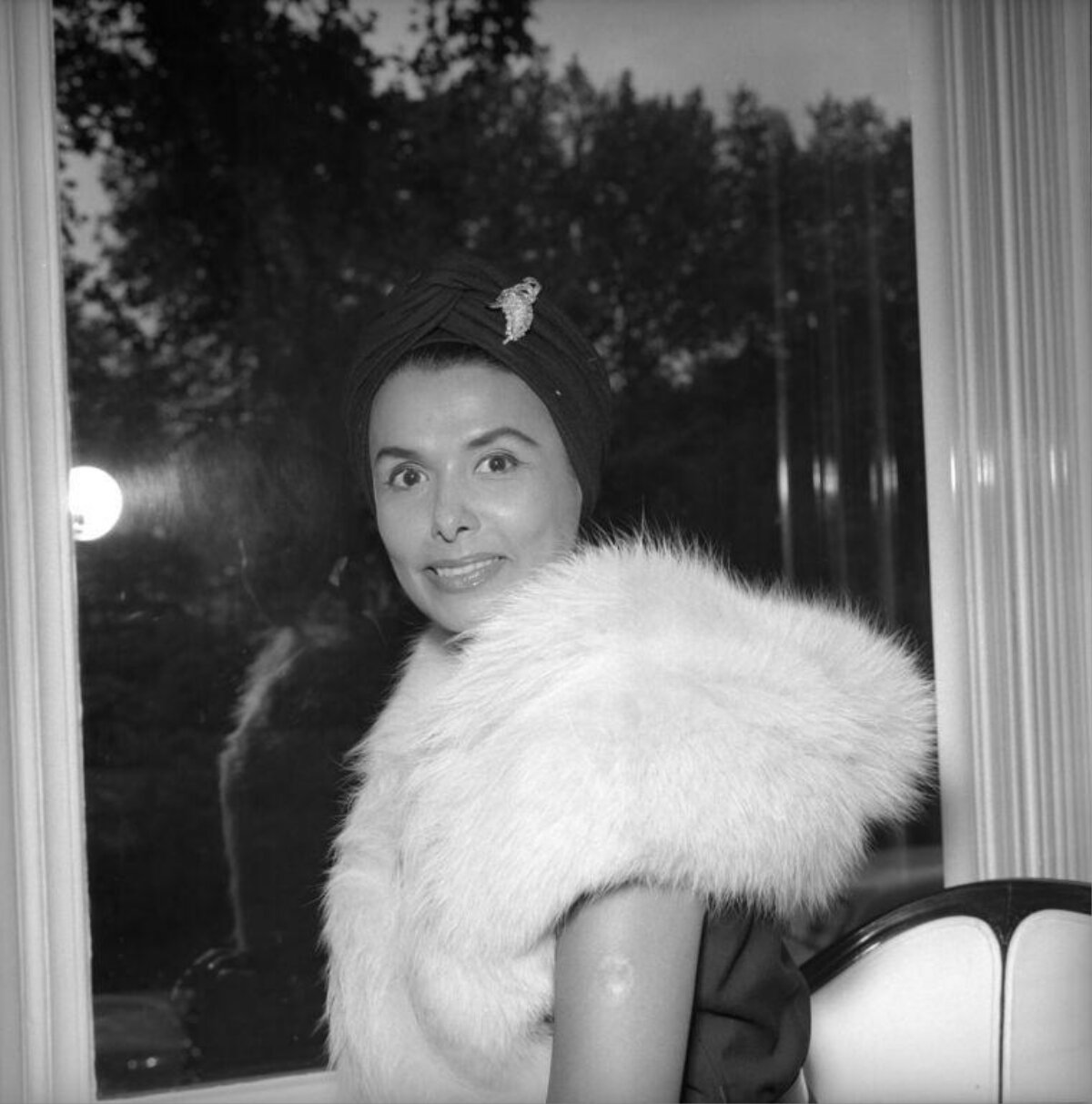 Vintage Portrait of Woman in Fur Stole