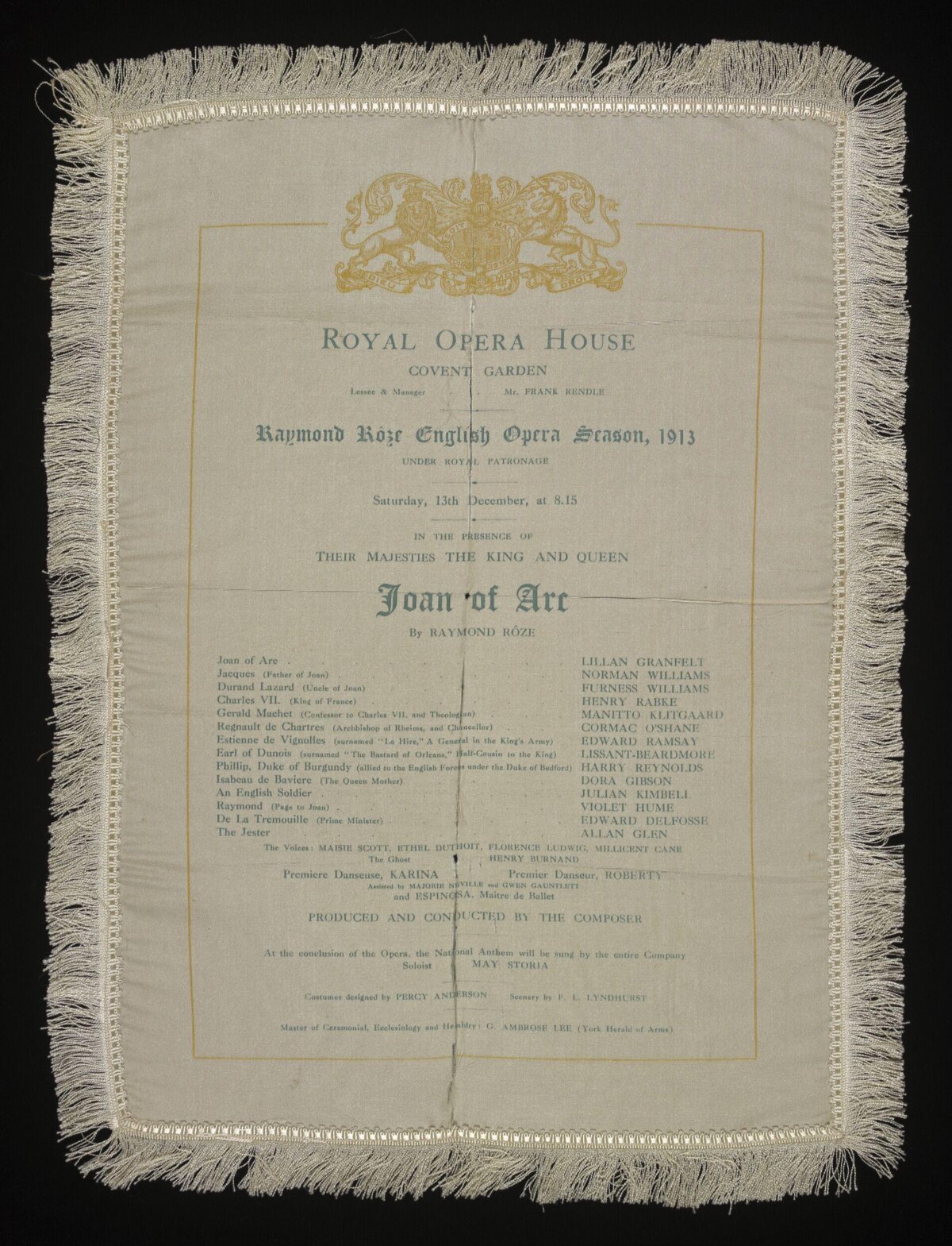 1913 Royal Opera House Joan of Arc Program
