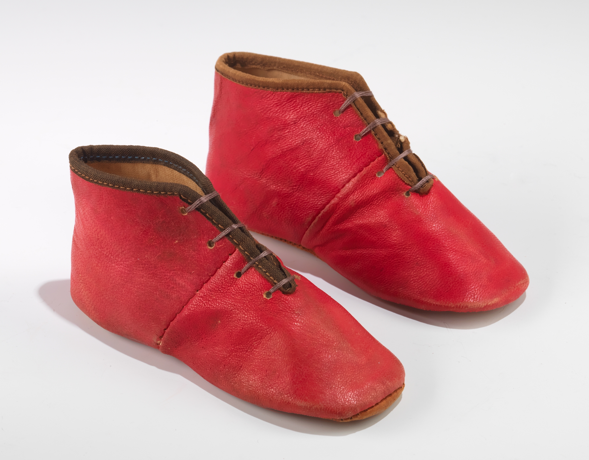 Vintage Red Leather Baby Shoes