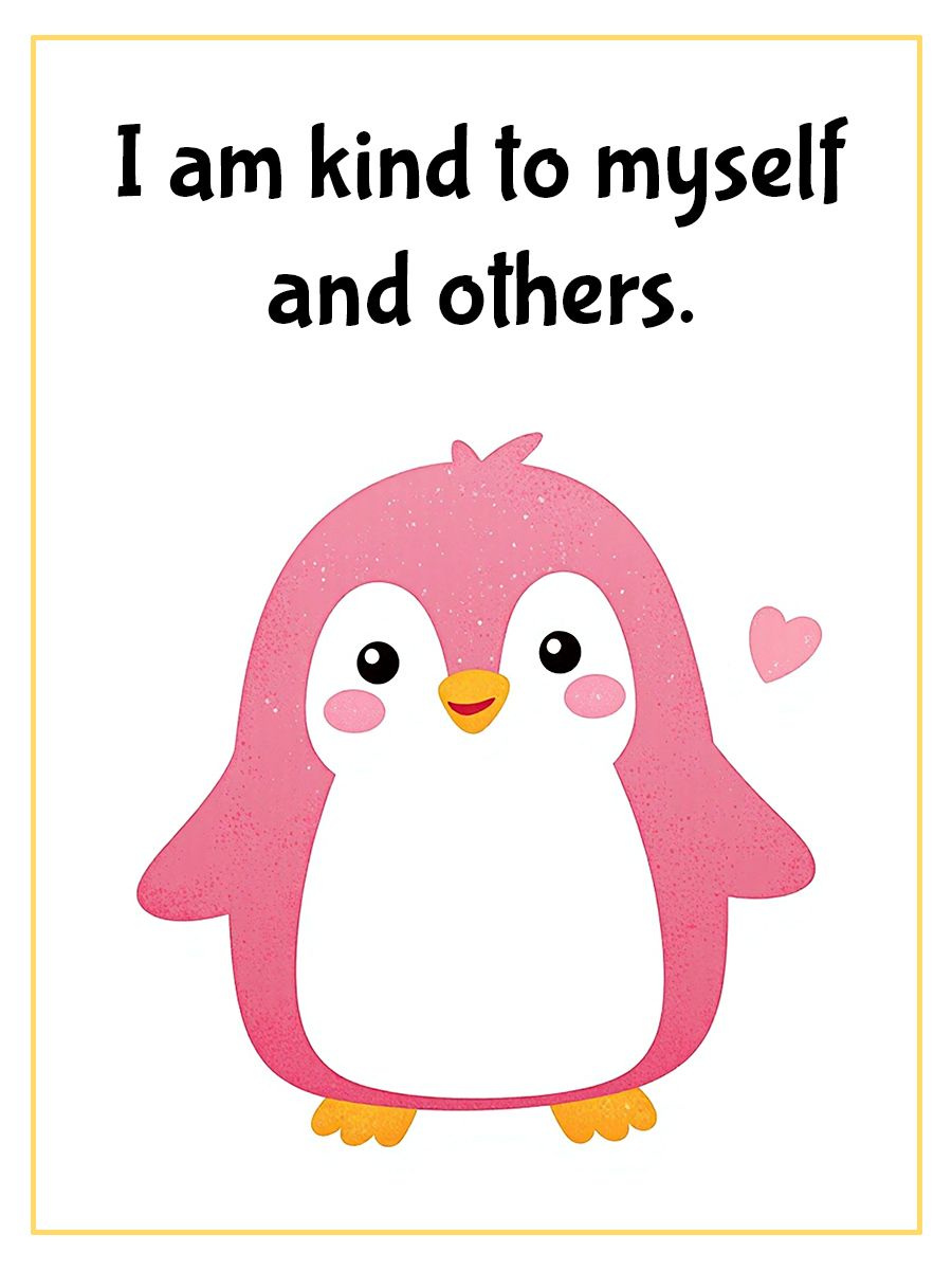Positive Affirmation Poster with Pink Penguin