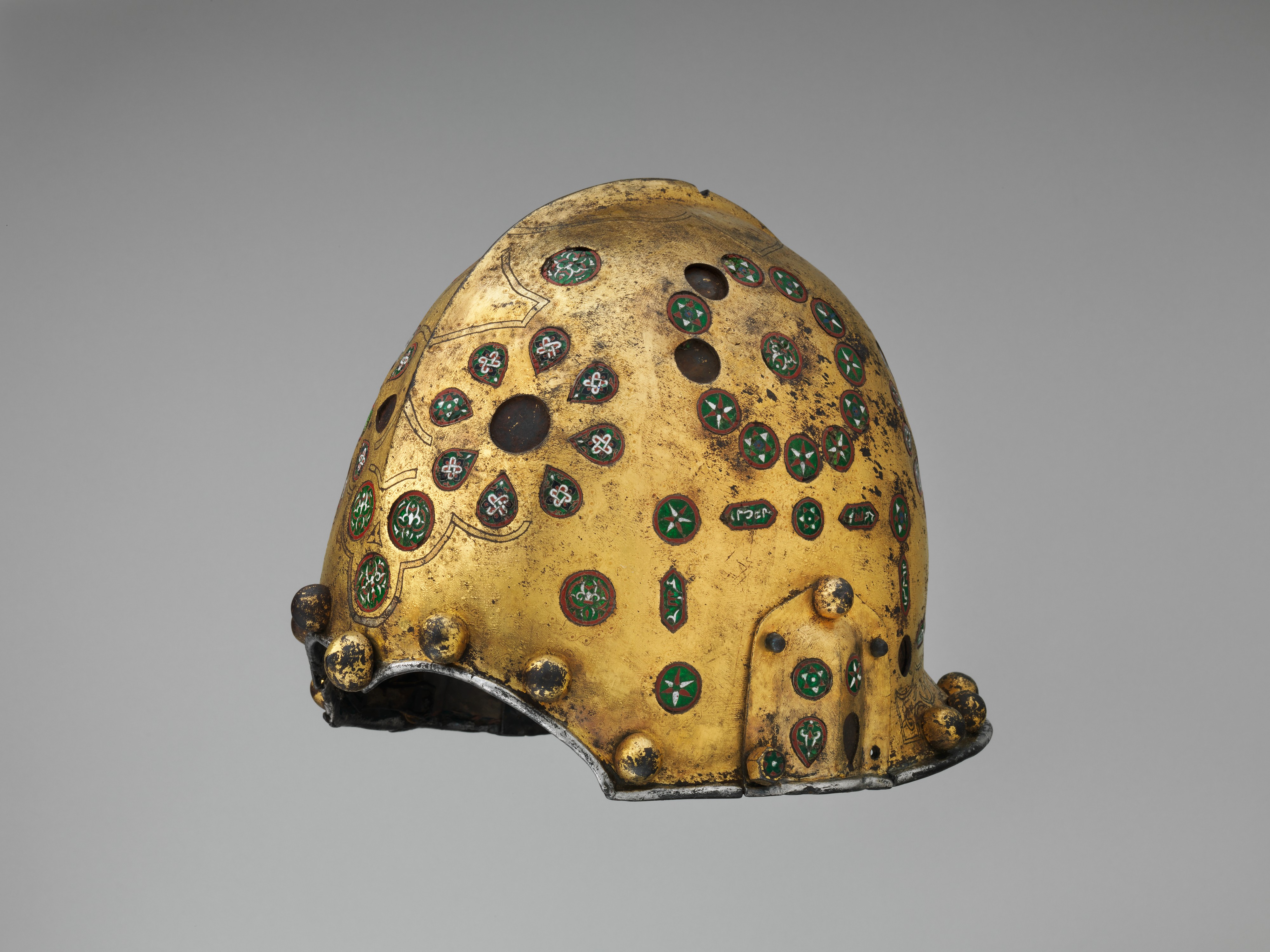 Gilded Enamel Decorated Helmet