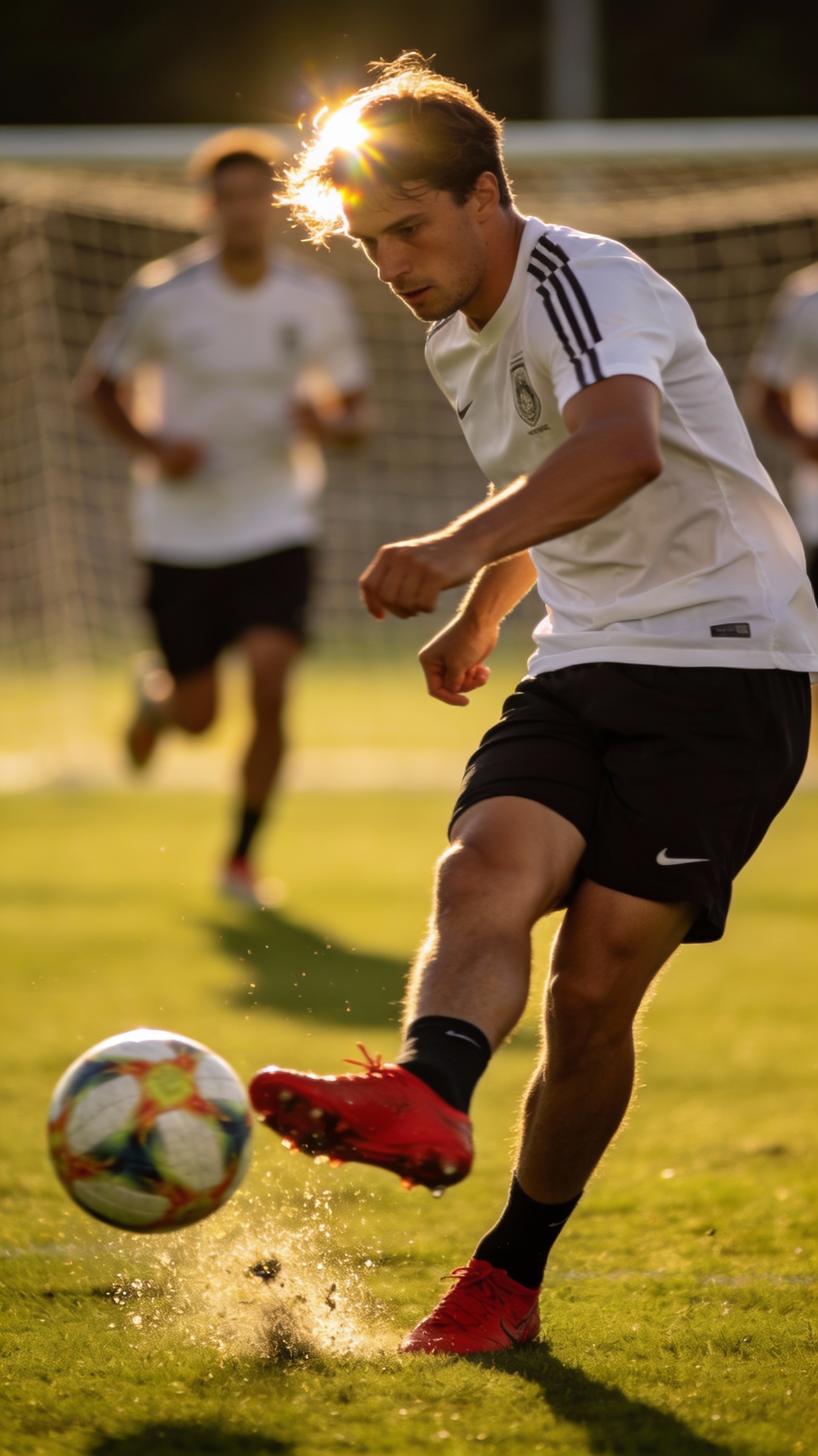 Soccer Player Kicking Ball During Training