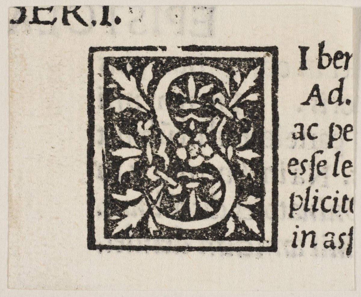 Decorated Initial Letter S Woodcut