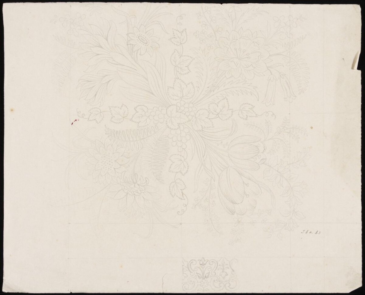 Pencil Sketch of Floral Pattern