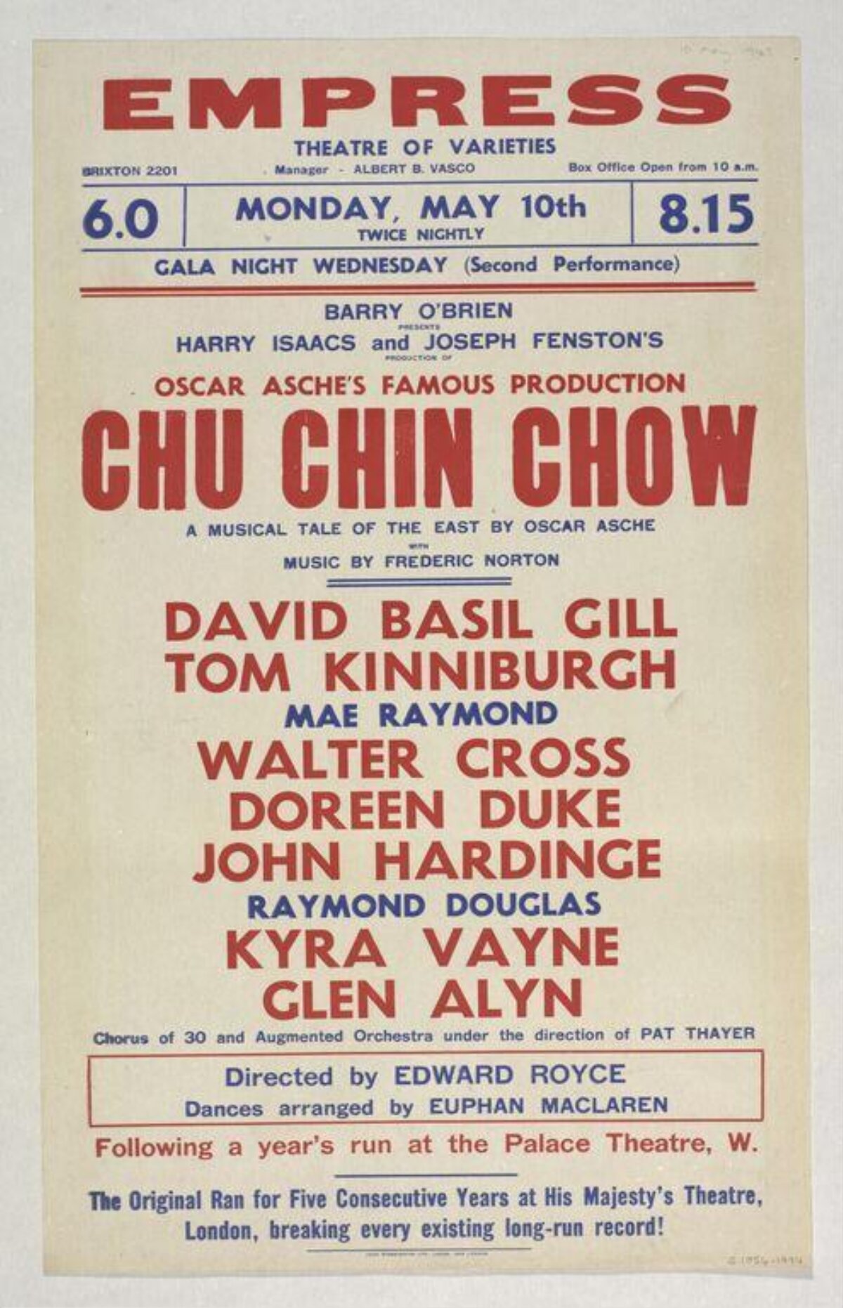 Empress Theatre Chu Chin Chow Poster