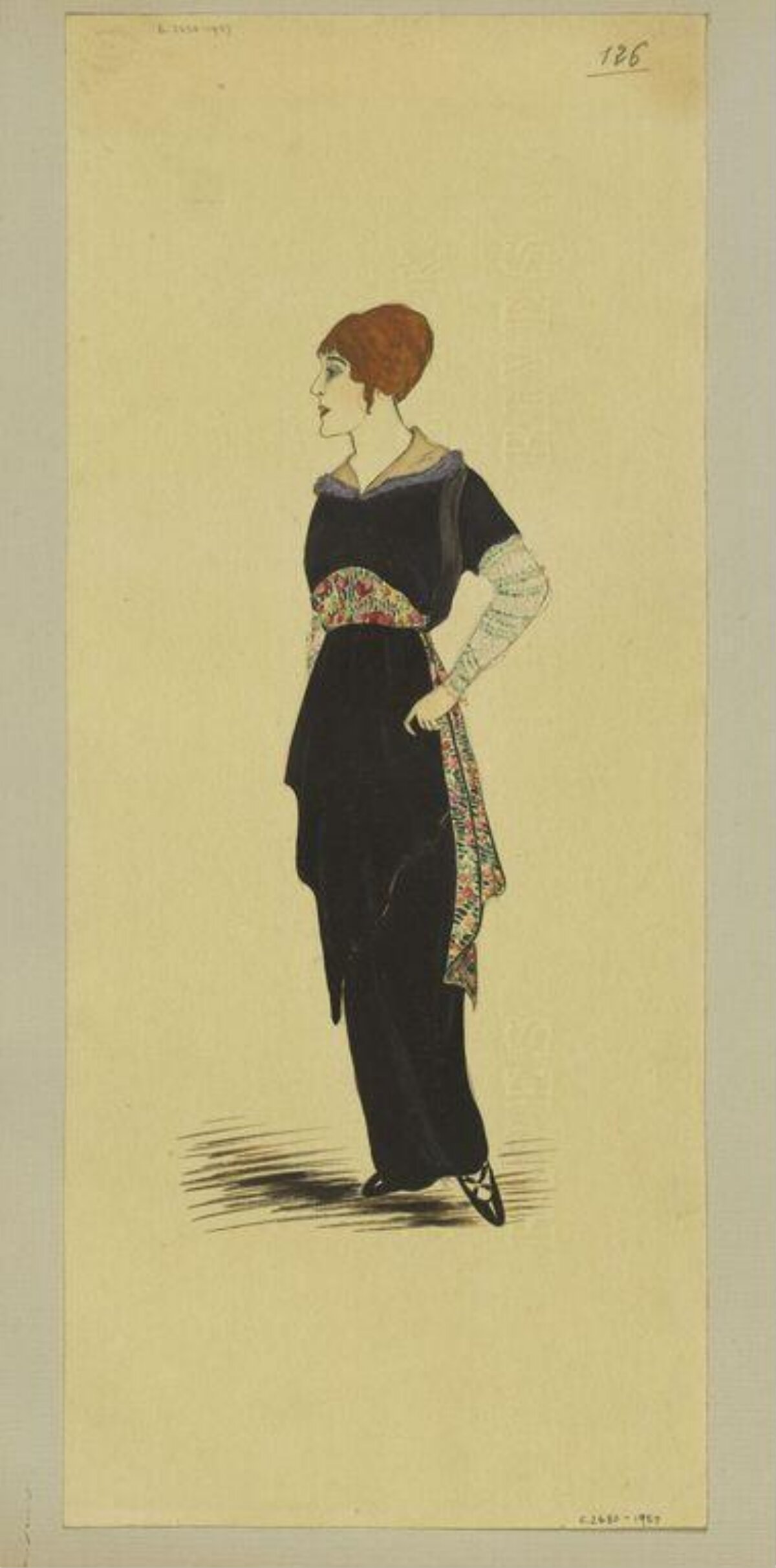 Early 20th Century Women's Fashion Sketch