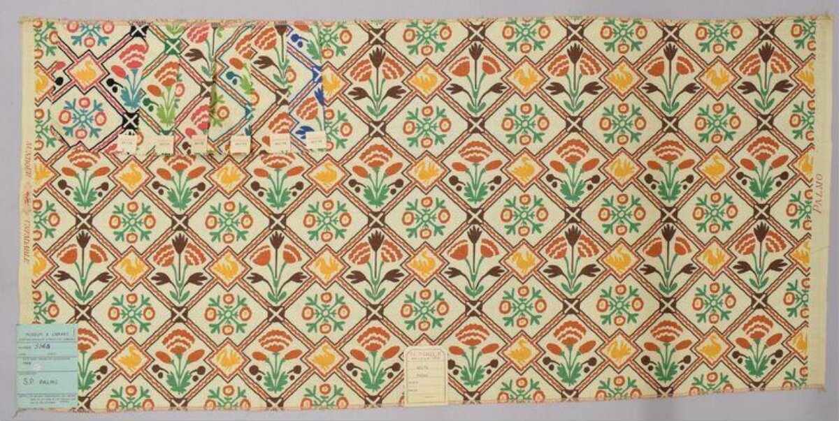 Vintage Floral Geometric Textile Sample