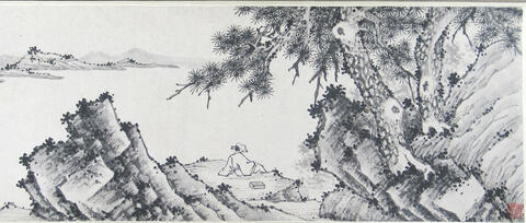 Ink Painting of Scholar by Pine