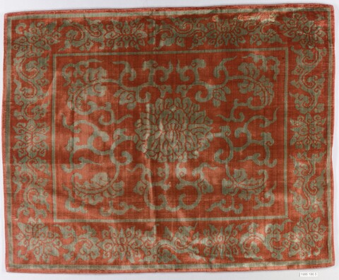 Red Woven Floral Antique Textile Panel