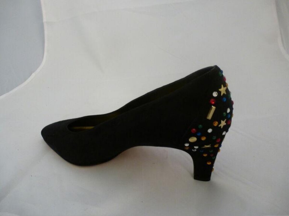 Black Embellished High Heel Shoe