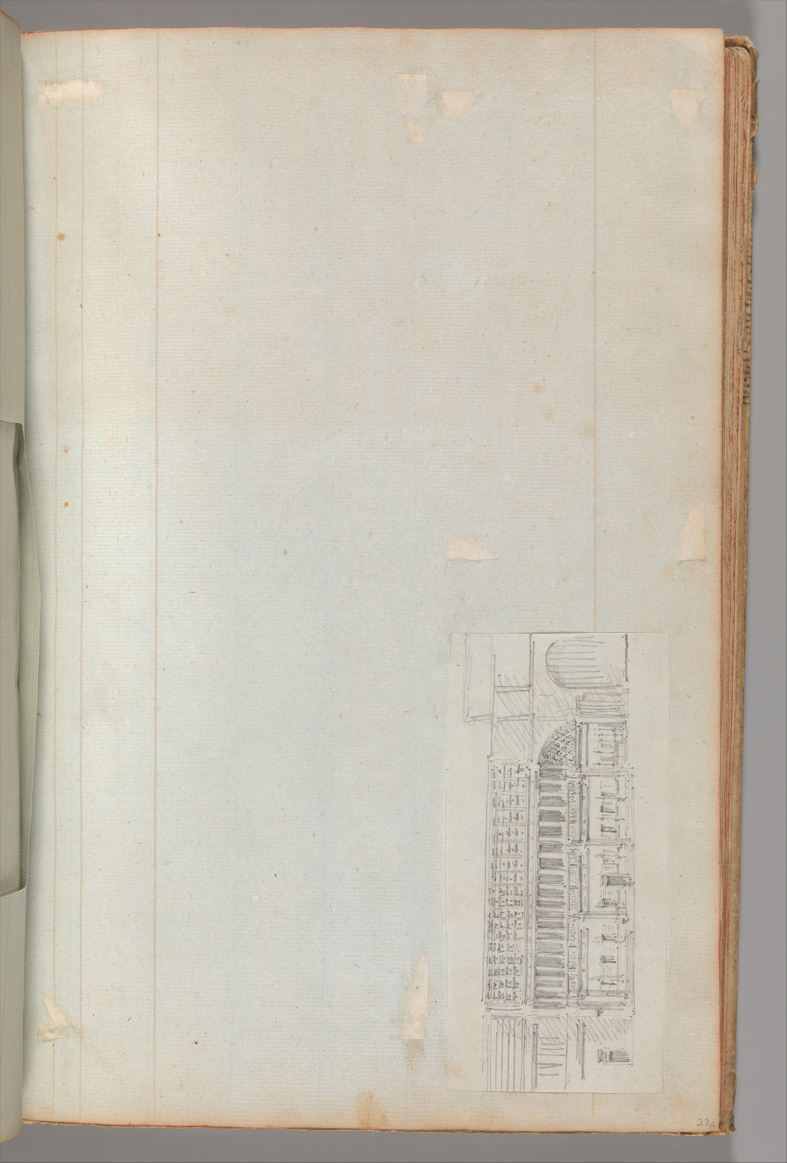 Old Album Page with Architectural Sketch