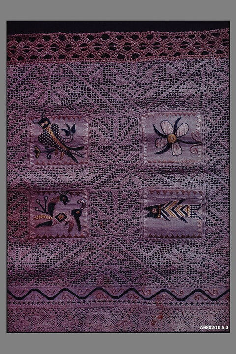 Animal Motif Embroidered Lace Textile