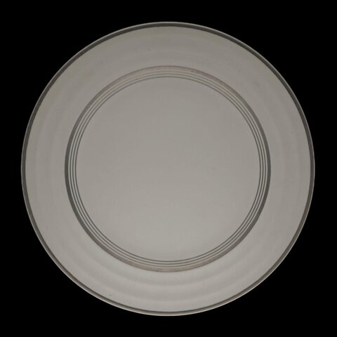 White Plate With Gray Decorative Lines