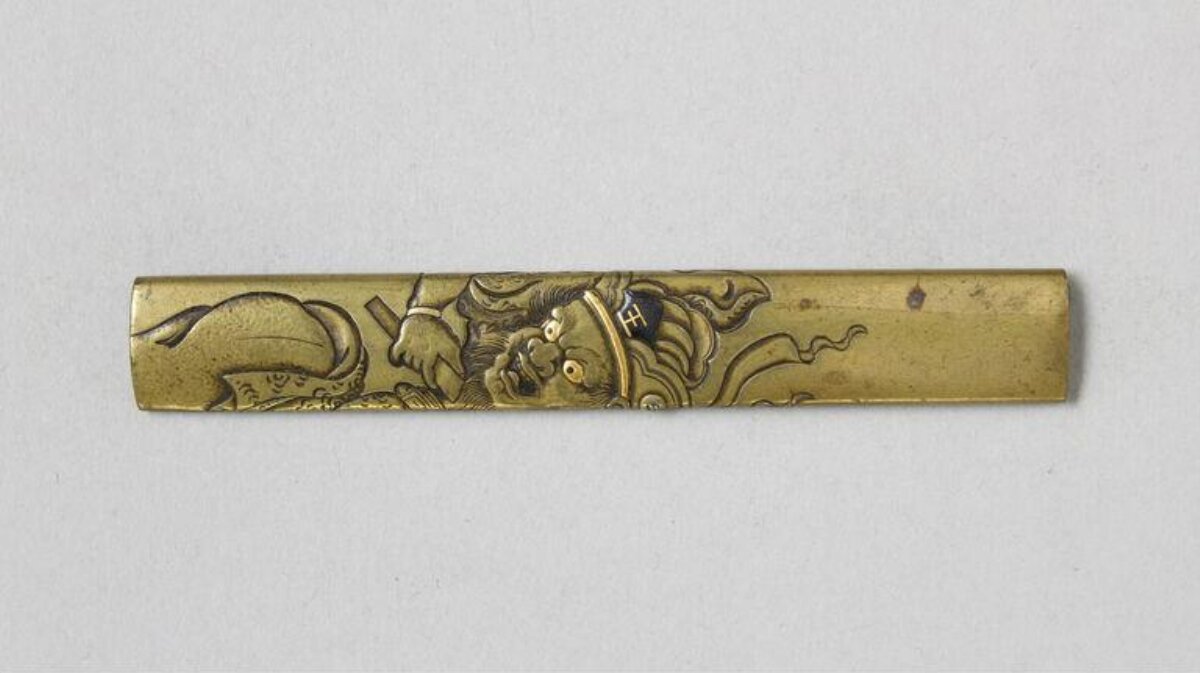 Carved Brass Zhong Kui Sword Fitting