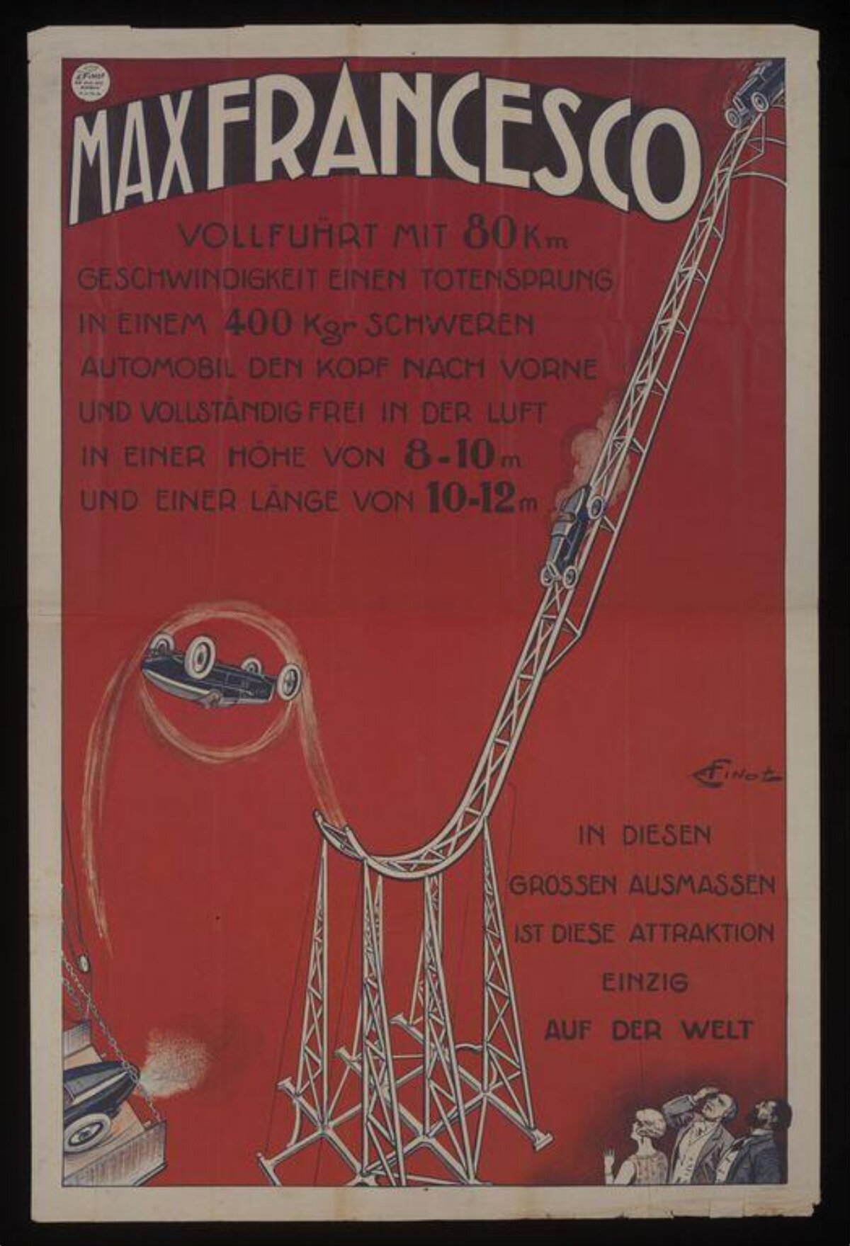 Vintage Max Francesco Car Stunt Poster