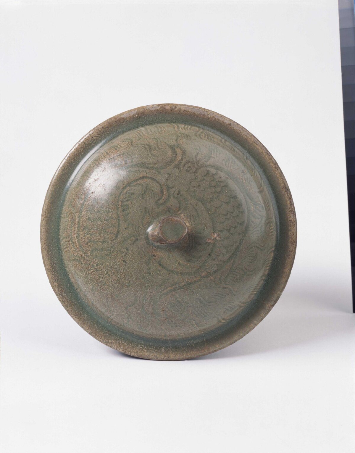 Ancient Carved Dragon Celadon Lid