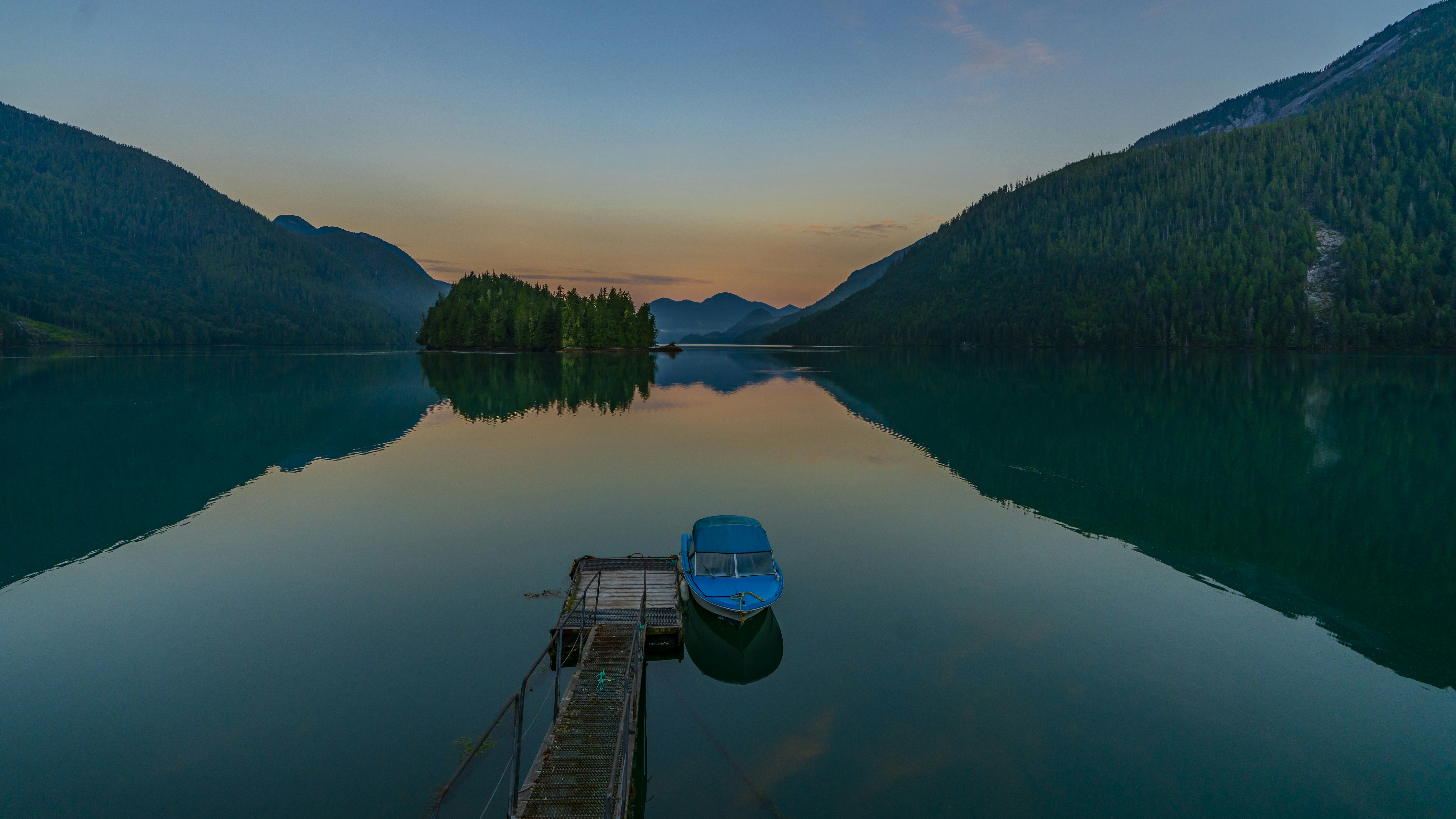 Mountain Lake Dusk View