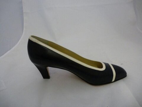 Black High Heel Pump With White Trim