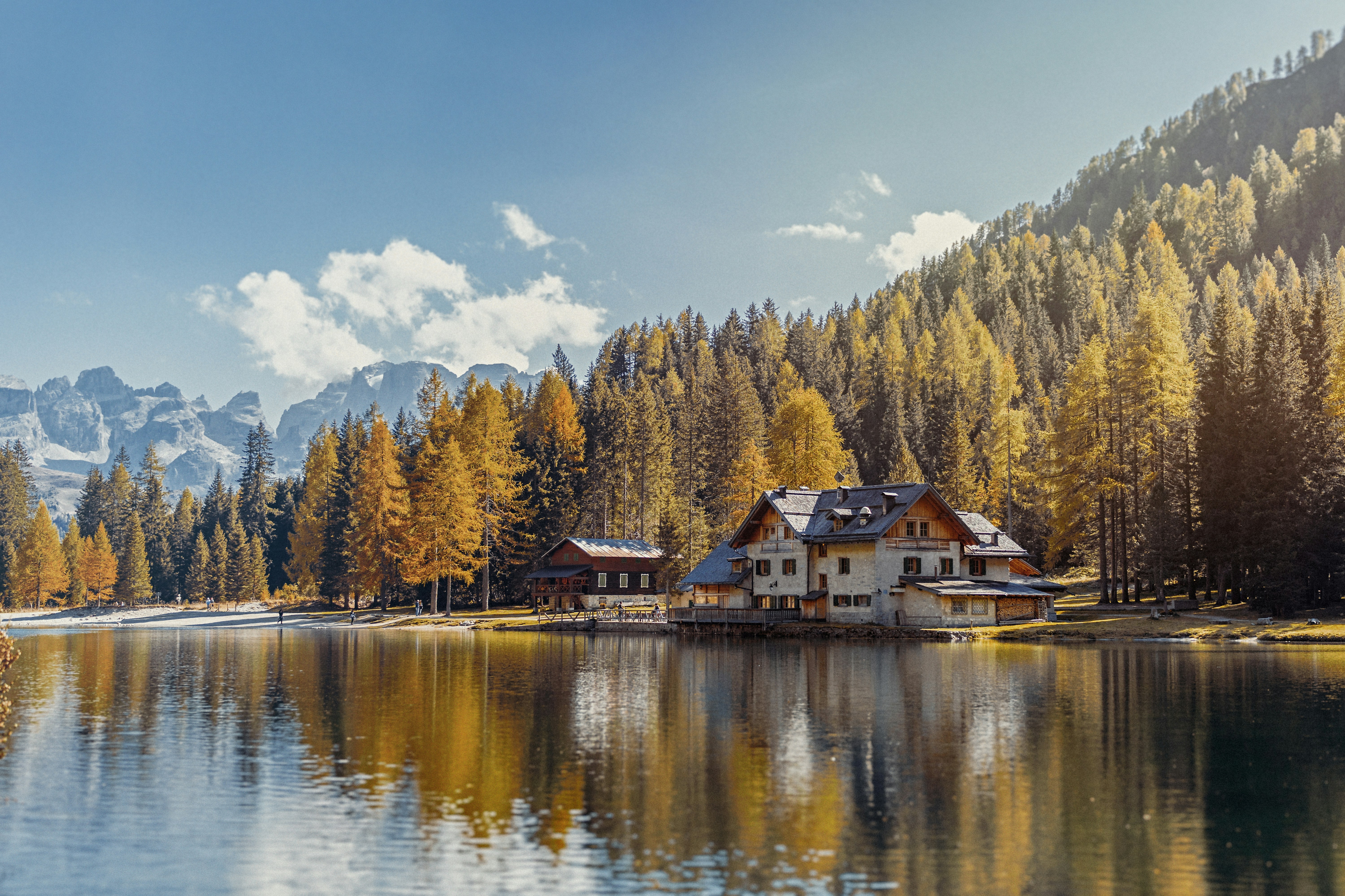 Autumn Mountain Lake Chalets