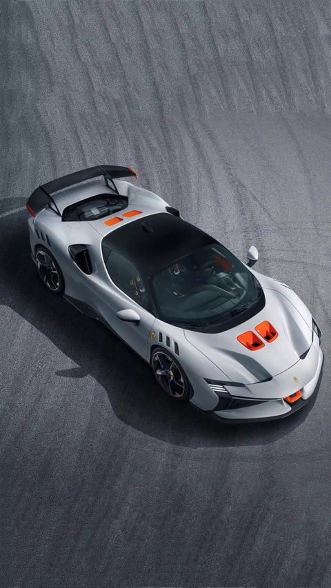 White Ferrari Supercar on Track