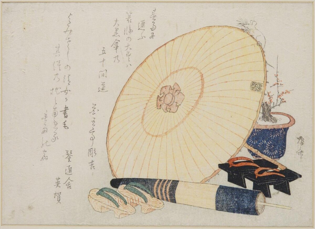 Ukiyo-e Still Life with Umbrella and Mouse