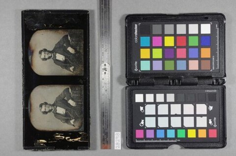 Antique Stereoview Portrait and Calibration Chart