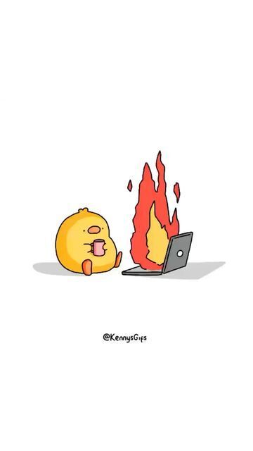 Duck Watching Burning Laptop