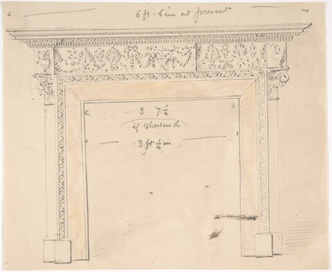 Pencil Sketch of Ornate Fireplace Mantel