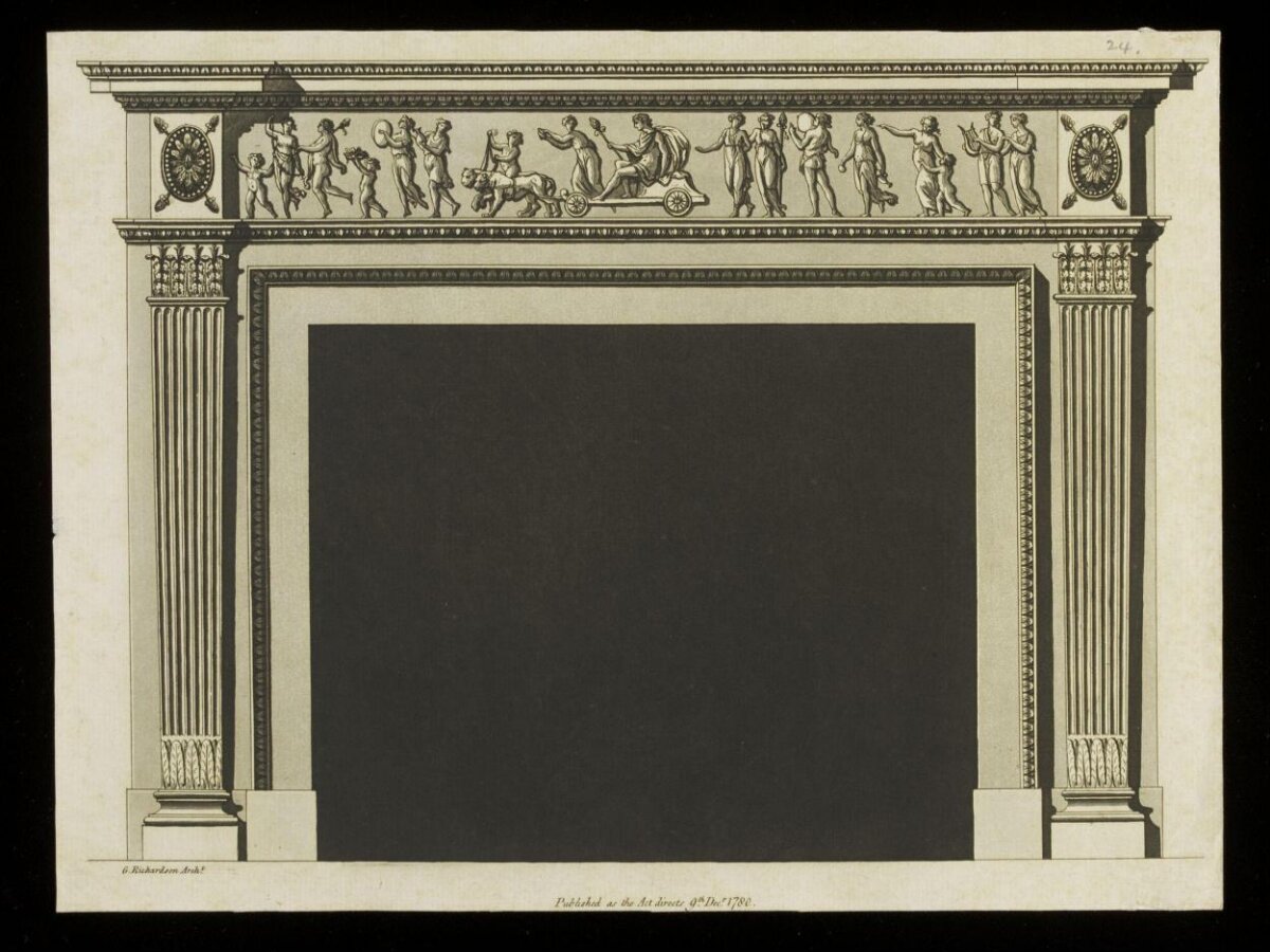 1782 Neoclassical Fireplace Design Engraving