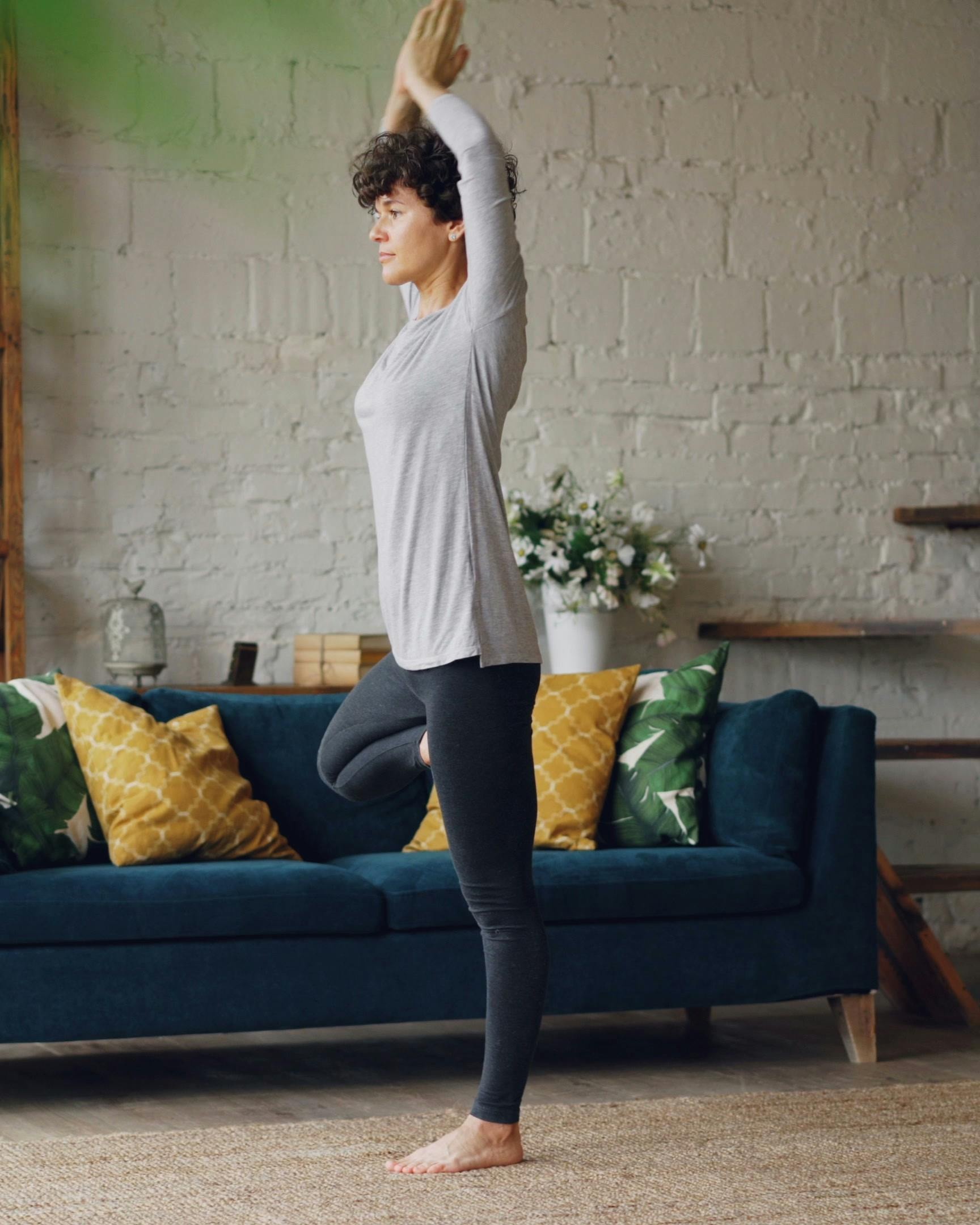 Woman Doing Yoga at Home