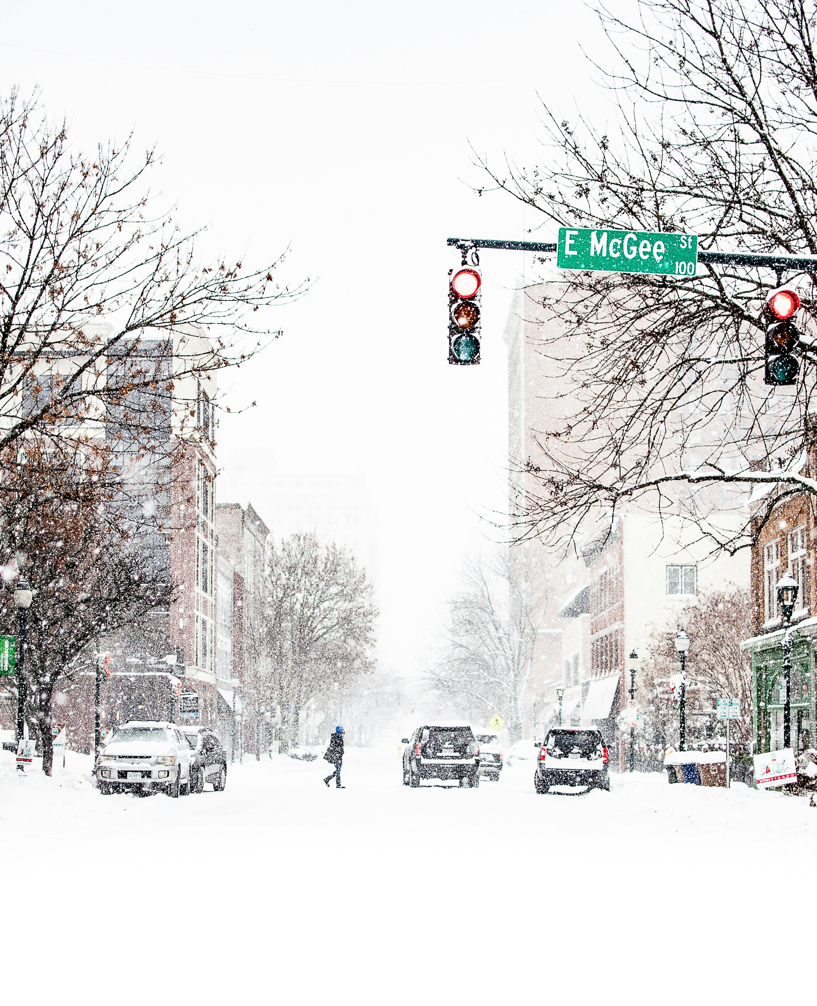 Snowy E McGee Street Intersection