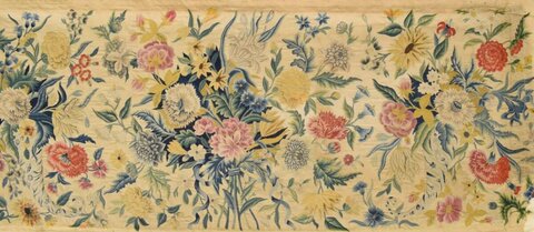 Antique Floral Embroidery Textile