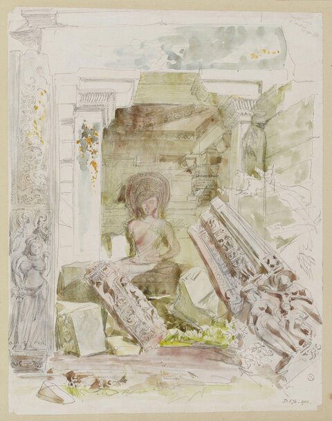 Sanchi Temple Ruins Watercolor Sketch