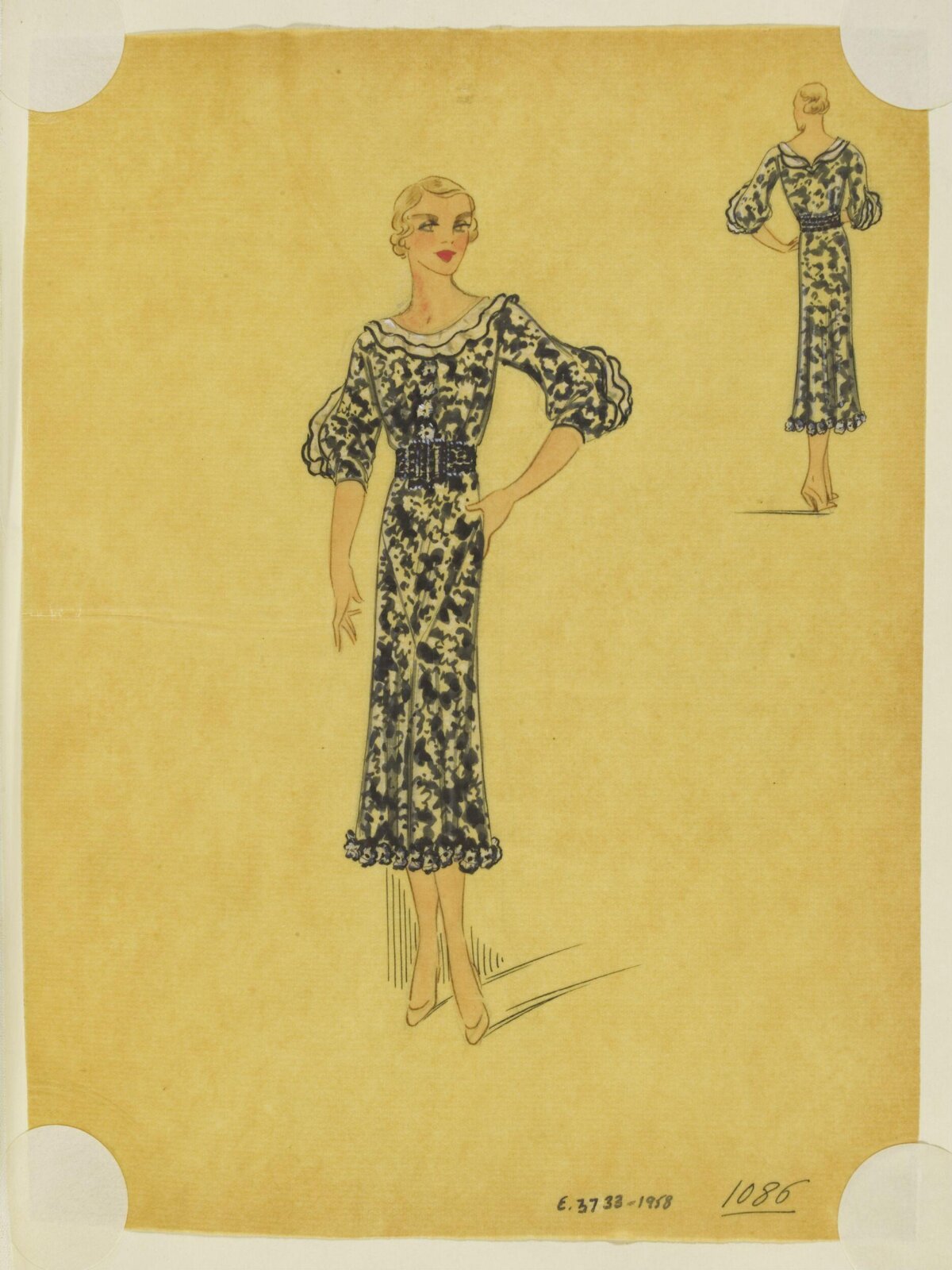 Vintage Dress Fashion Design Sketch