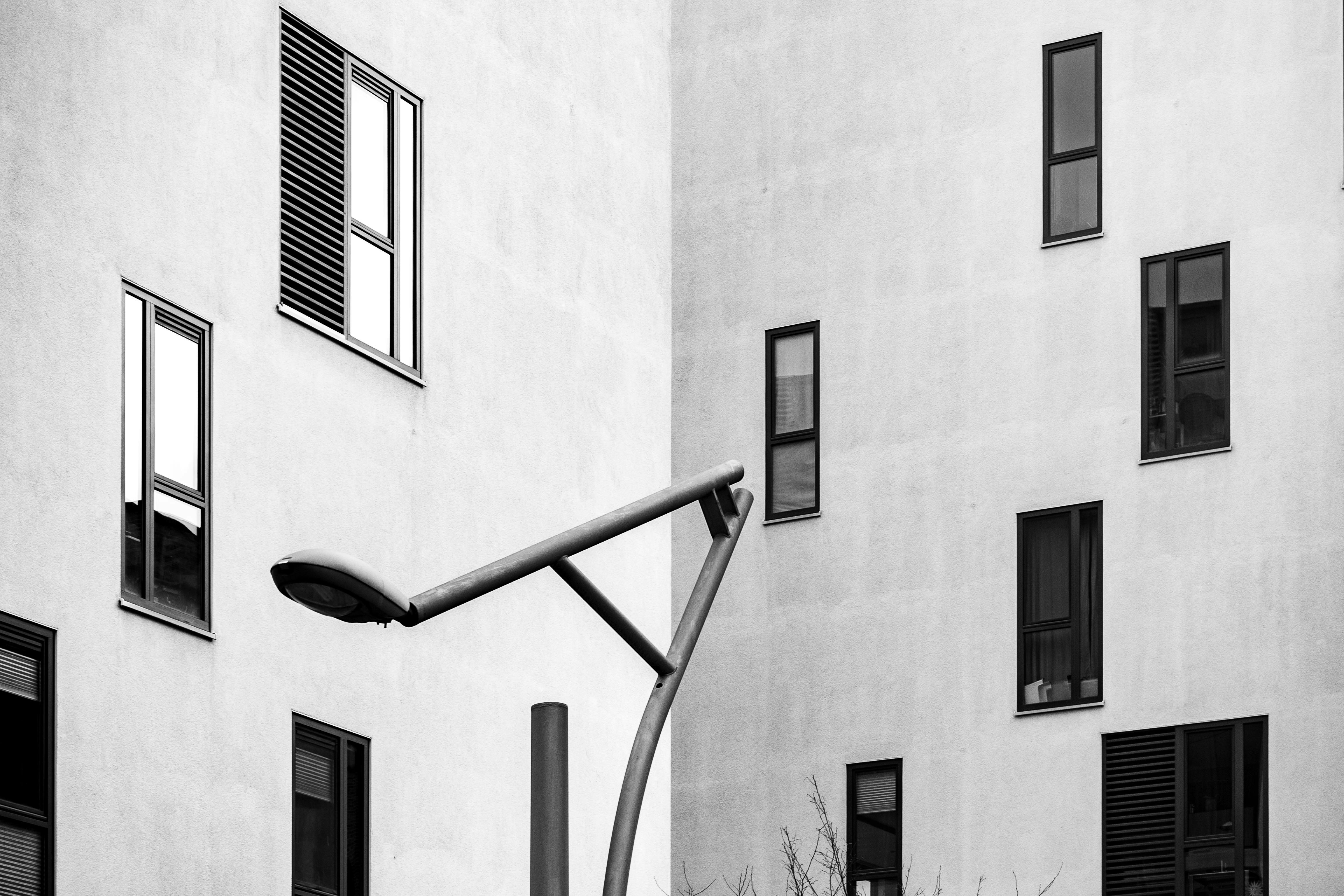 Black and White Modern Building Facade