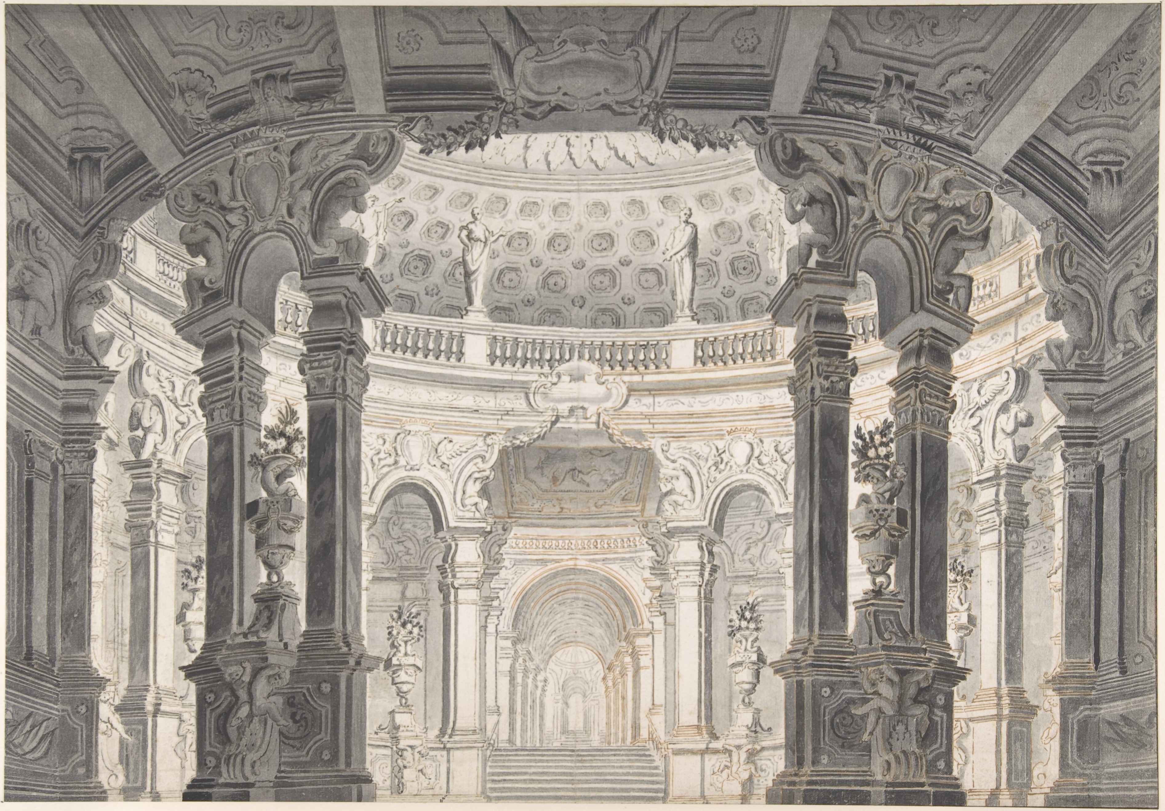 Baroque Interior Perspective Drawing