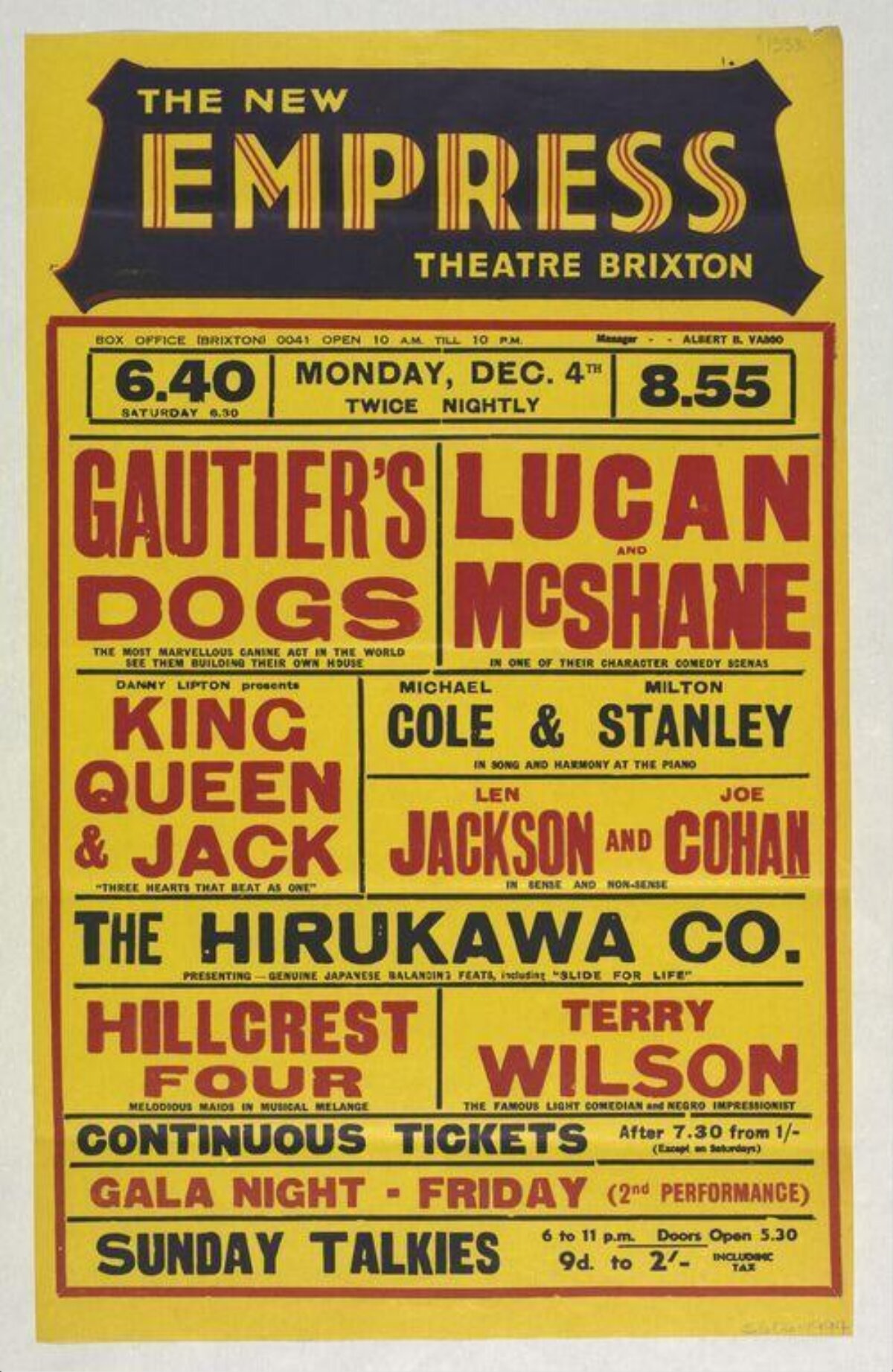 New Empress Theatre Brixton Performance Poster