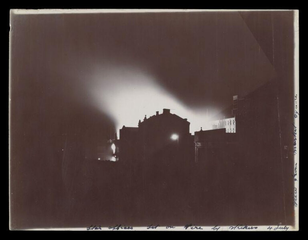 Star Offices on Fire at Night