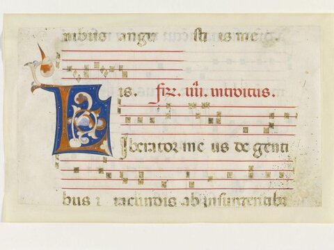 Medieval Illuminated Chant Manuscript Page