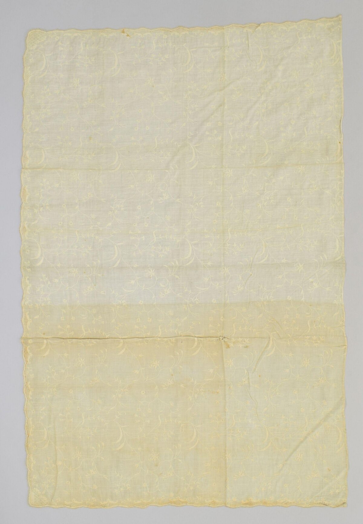 Vintage Embroidered Linen Textile