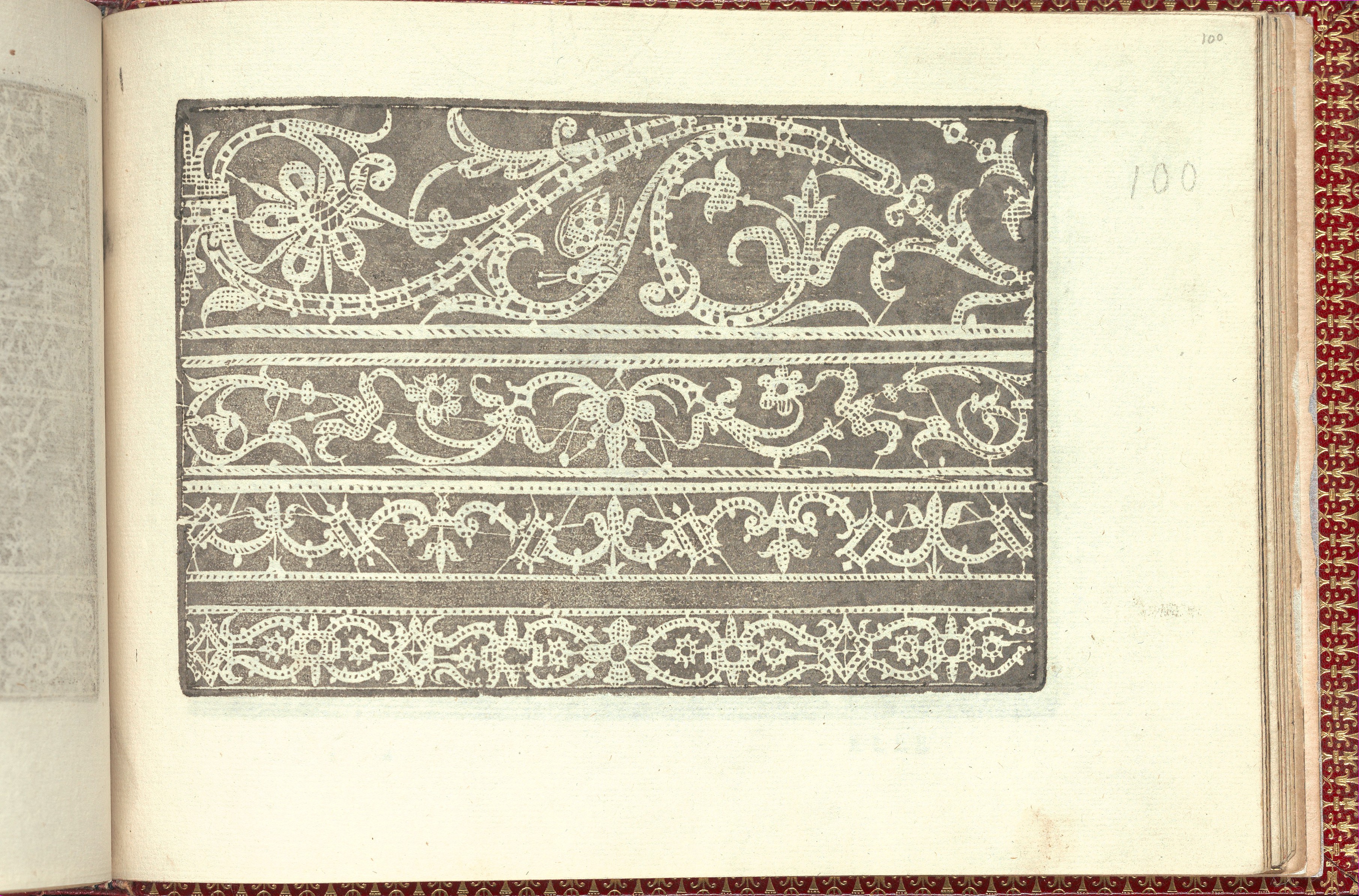 Antique Lace Pattern Print on Old Book Page